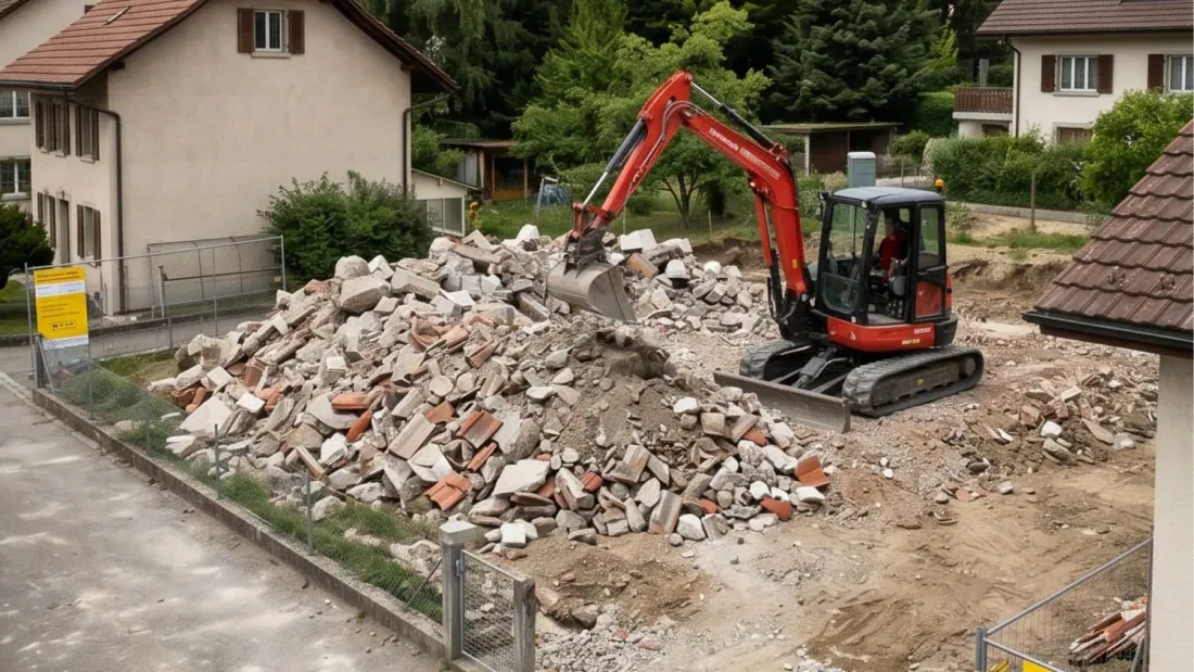 Bâtiment démoli et gravats triés par LES3